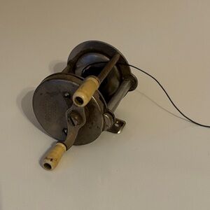 Vintage Union Hardware Fishing Reel with Cream Handles